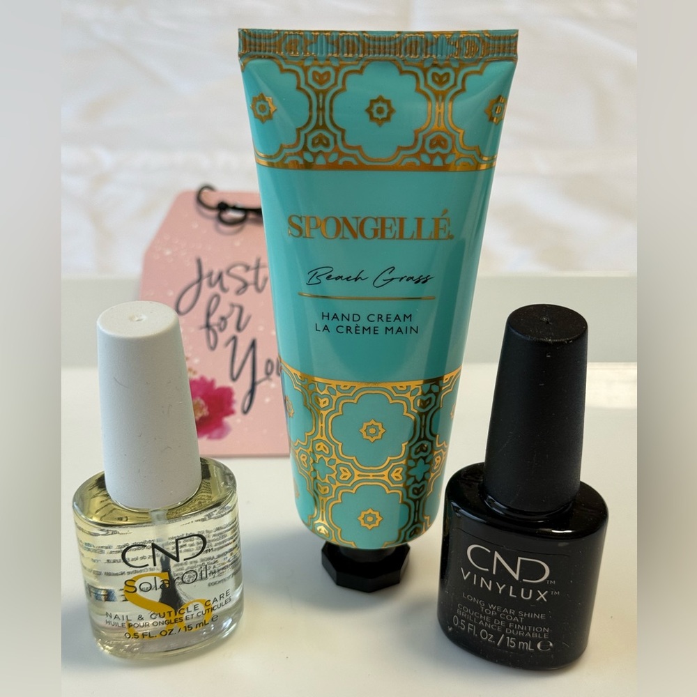 Spongelle beach grass, enriched hand, lotion, and CND  bundle. Set of 3